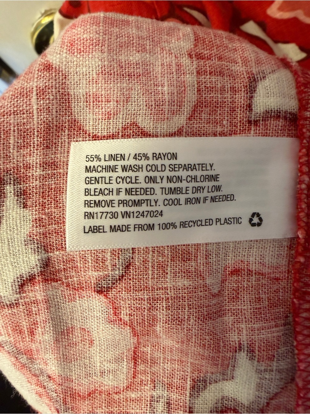 🩷 RHODE Red and Pink Abstract Floral Size 14 dress. NWOT. Linen blend. - Picture 12 of 12